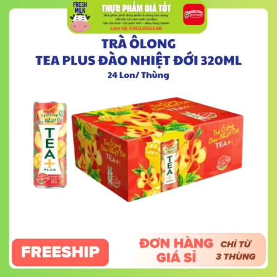 Trà Ôlong Tea Plus Đào Nhiệt Đới 320ml x 24 Lon - Thực Phẩm Giá Tốt