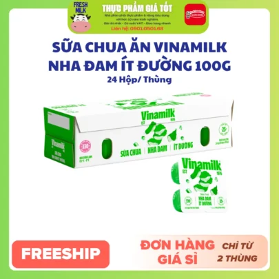 Sữa Chua Ăn Vinamilk Nha Đam Ít Đường 100g x 24 Hộp Giá Sỉ