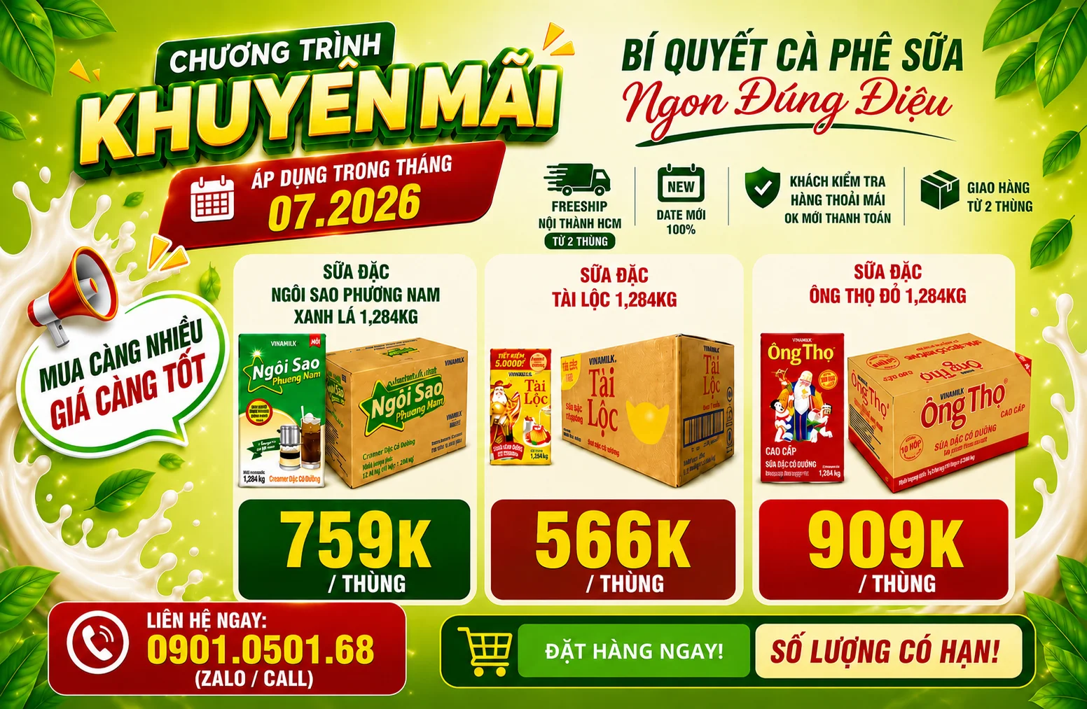 Khuyến mãi Sữa đặc Vinamilk tháng 07 giá tốt tại Thực Phẩm Giá Tốt